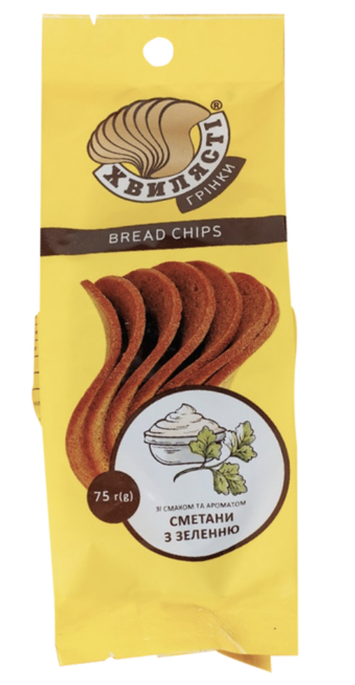 Сухарі-грінки Хвилясті житні-пшен.смет з зелен.75г